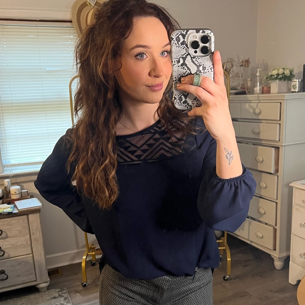 MERAKI navy blue blouse, size large